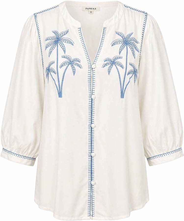 Paprika viscose blouse met borduursels Plus Size ecru - Foto 3