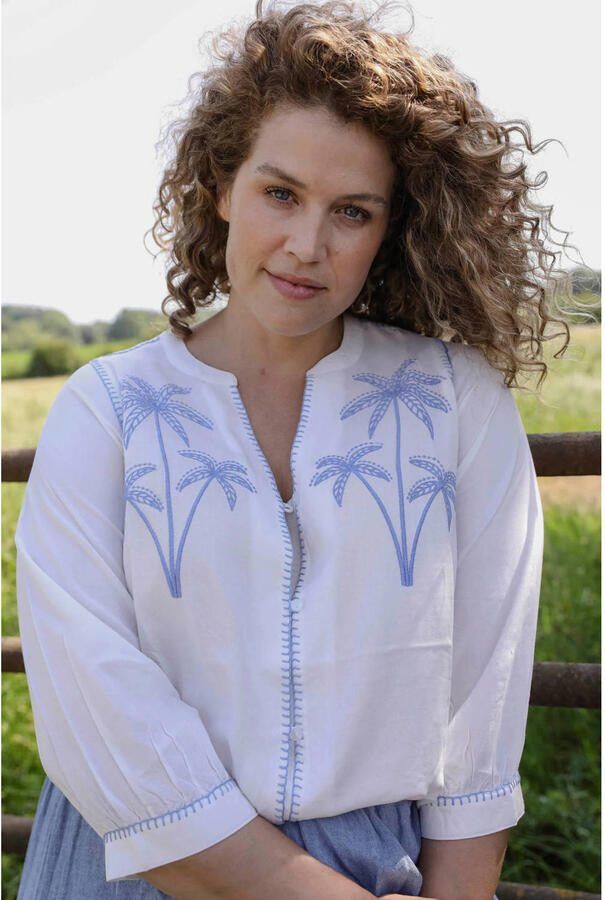Paprika viscose blouse met borduursels Plus Size ecru