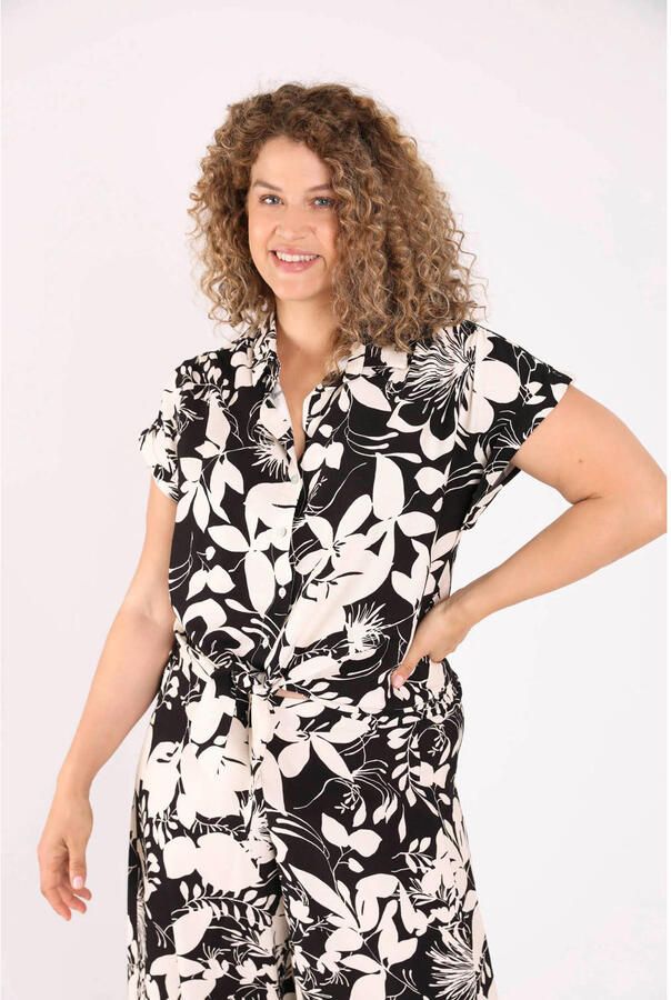 Paprika viscose blouse met print Plus Size zwart - Foto 2