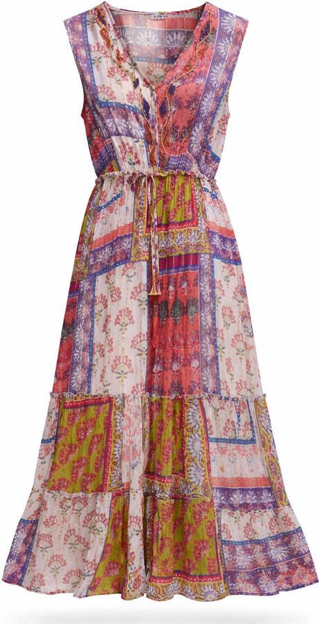 Paprika viscose midi jurk Plus Size met print meerkleurig