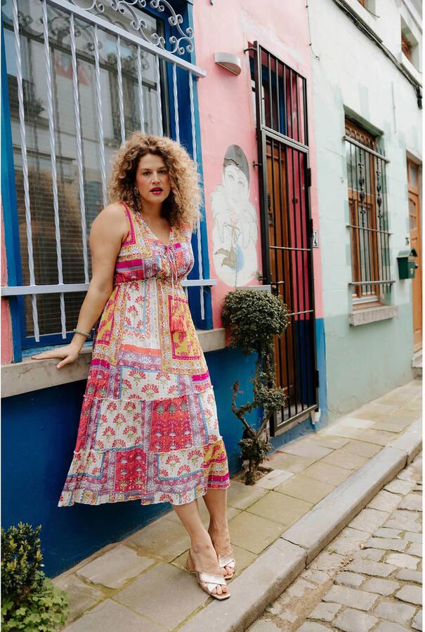 Paprika viscose midi jurk Plus Size met print meerkleurig - Foto 2