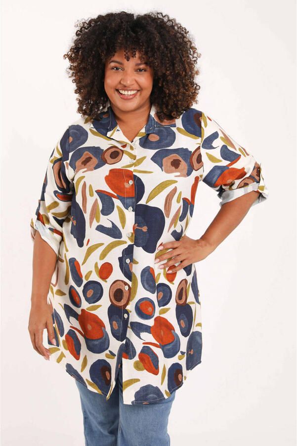 Paprika viscose tuniek Plus Size met print meerkleurig