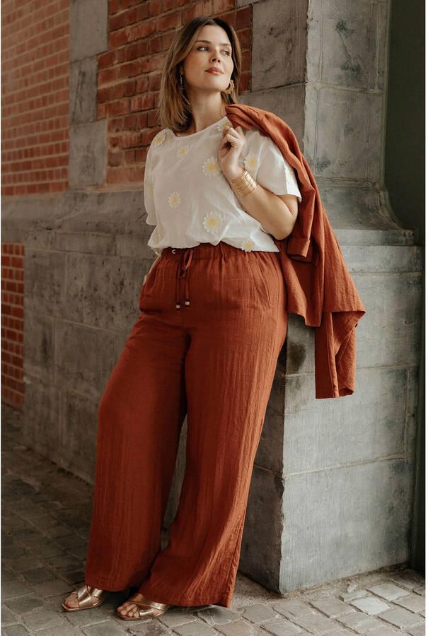 Paprika wide leg broek Plus Size terra - Foto 2