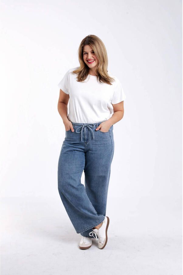 Paprika wide leg jeans medium blue denim