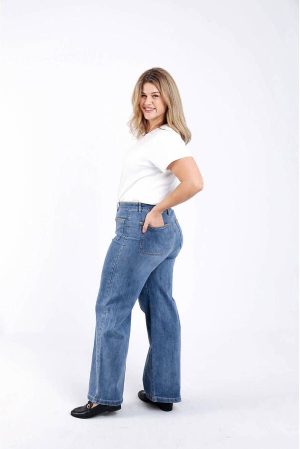 Paprika wide leg jeans medium blue denim