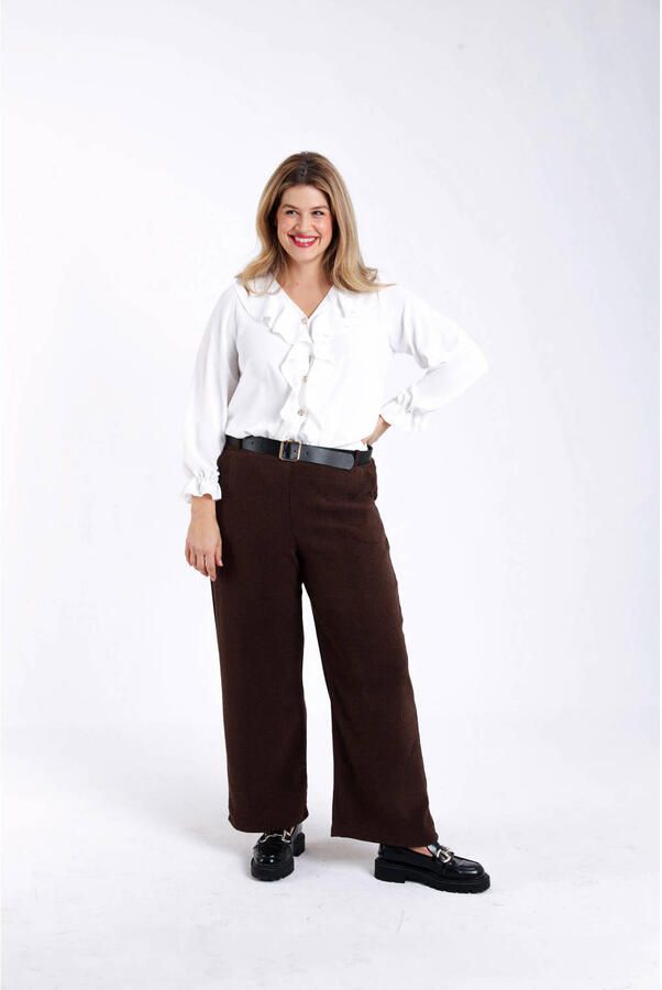 Paprika wide leg regular waist broek bruin