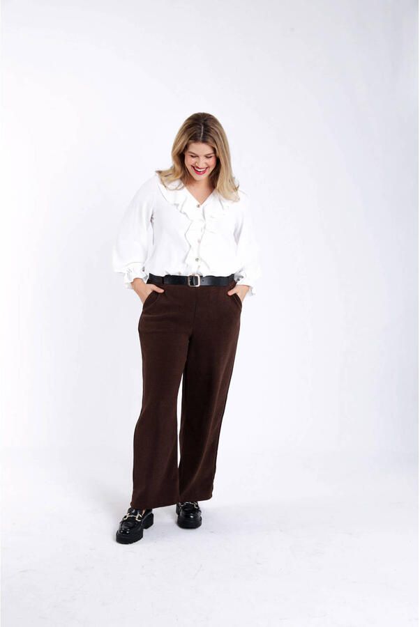 Paprika wide leg regular waist broek bruin - Foto 2