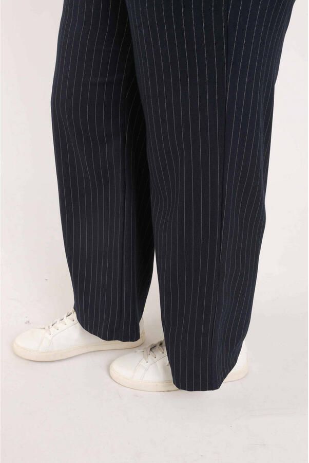 Paprika wide leg regular waist broek met krijtstreep blauw - Foto 2
