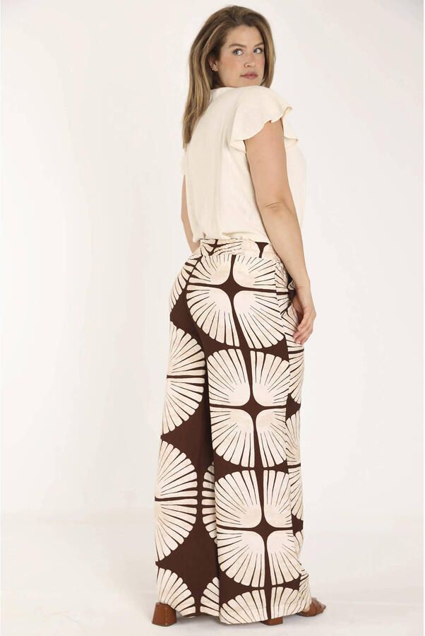 Paprika wide leg regular waist casual broek bruin - Foto 3