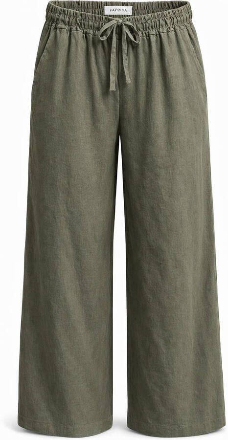 Paprika wide leg regular waist casual broek kaki