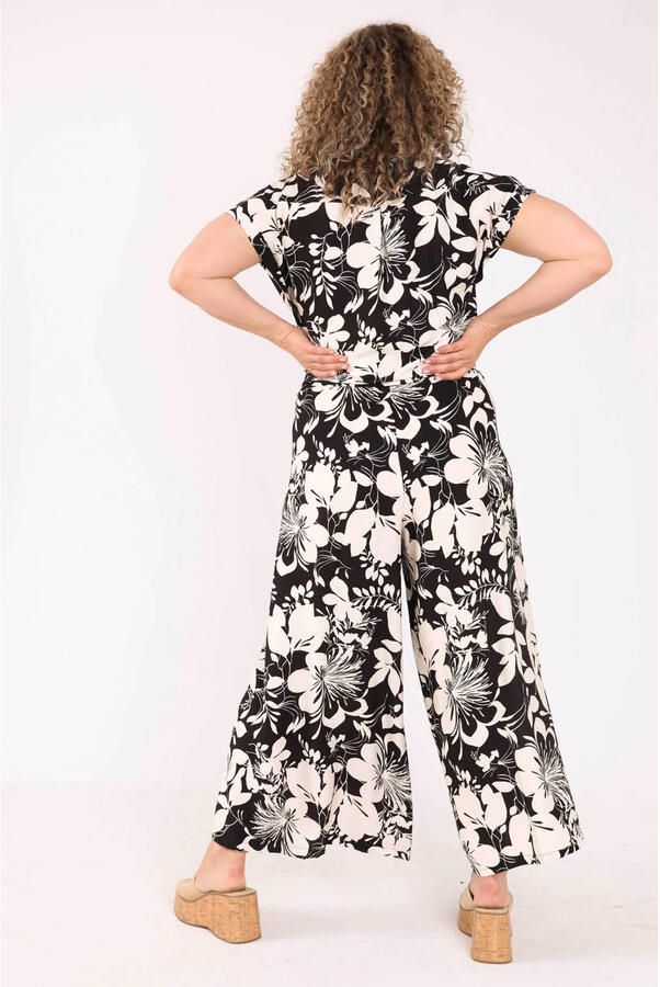 Paprika wide leg viscose broek met print Plus Size zwart - Foto 2