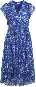 Paprika semi-transparante A-lijn jurk met hartjes en volant blauw