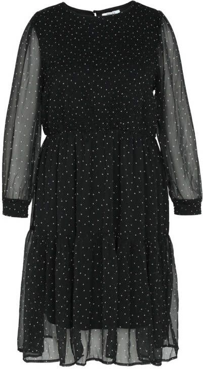 Paprika semi-transparante jurk met stippen zwart