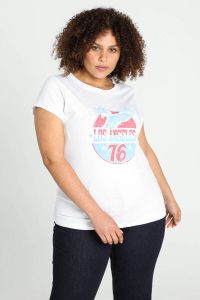 Paprika T-shirt met printopdruk wit blauw roze