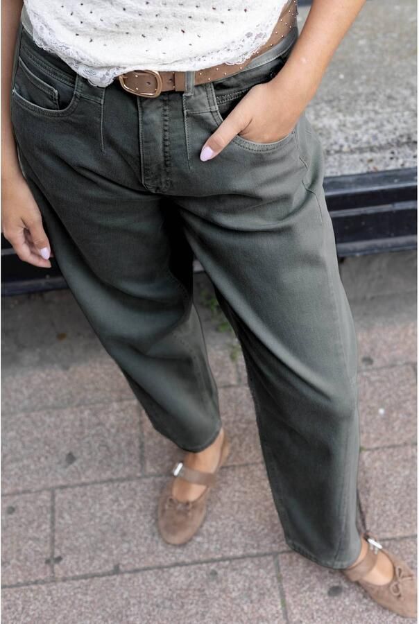 Para Mi barrel jeans donkergroen