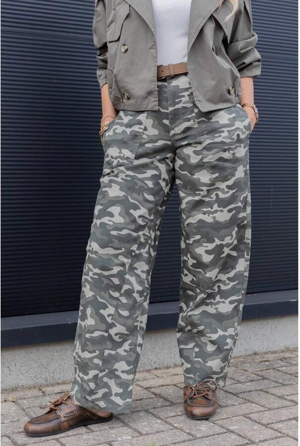 Para Mi camouflage barrel jeans groen