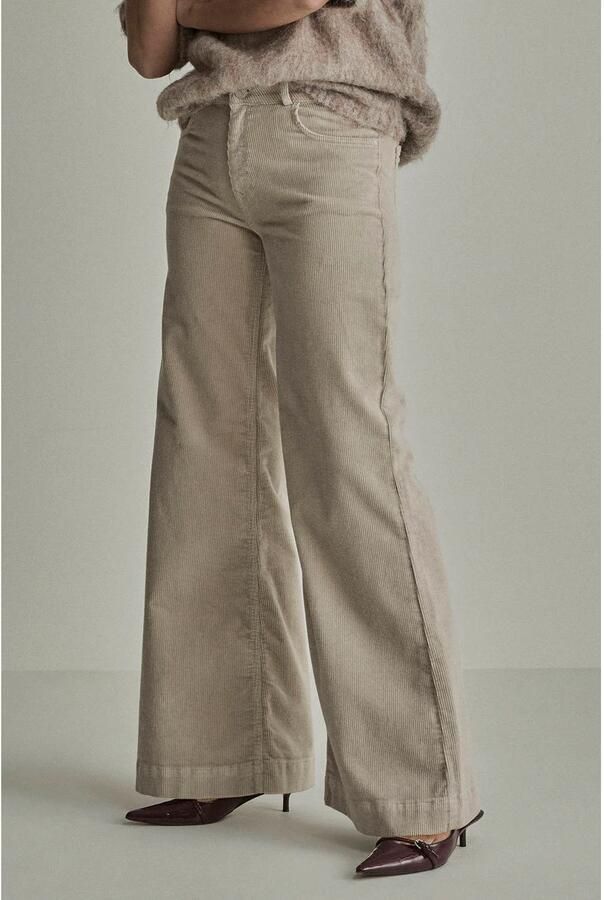 Para Mi corduroy wide leg broek beige