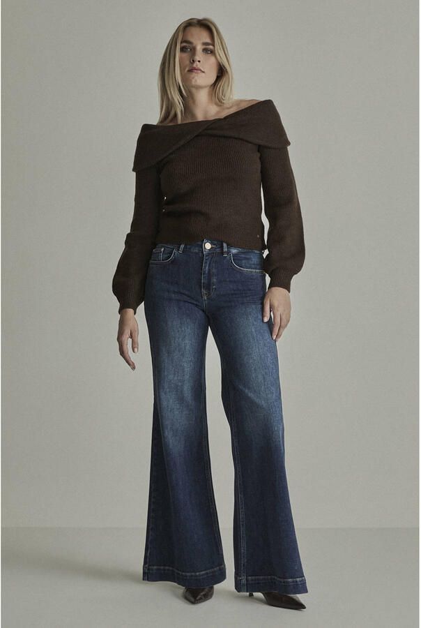 Para Mi denim flared broek donkerblauw