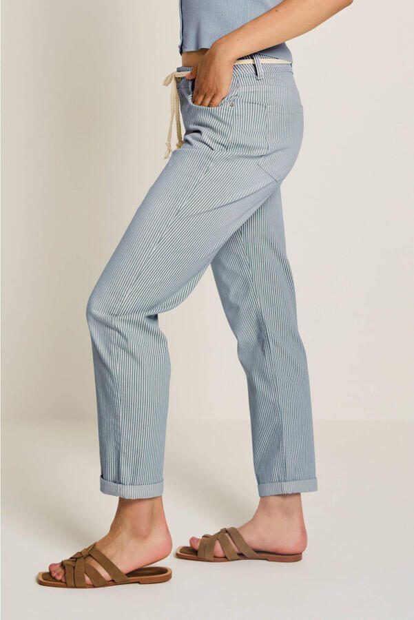 Para Mi denim high waist gestreepte broek lichtblauw - Foto 3
