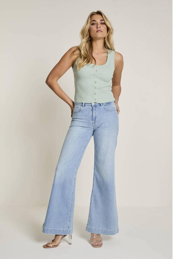 Para Mi high waist flared jeans light blue denim