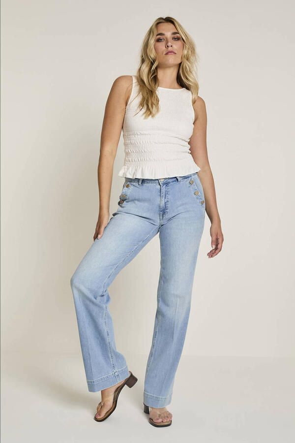 Para Mi high waist straight leg jeans light blue denim