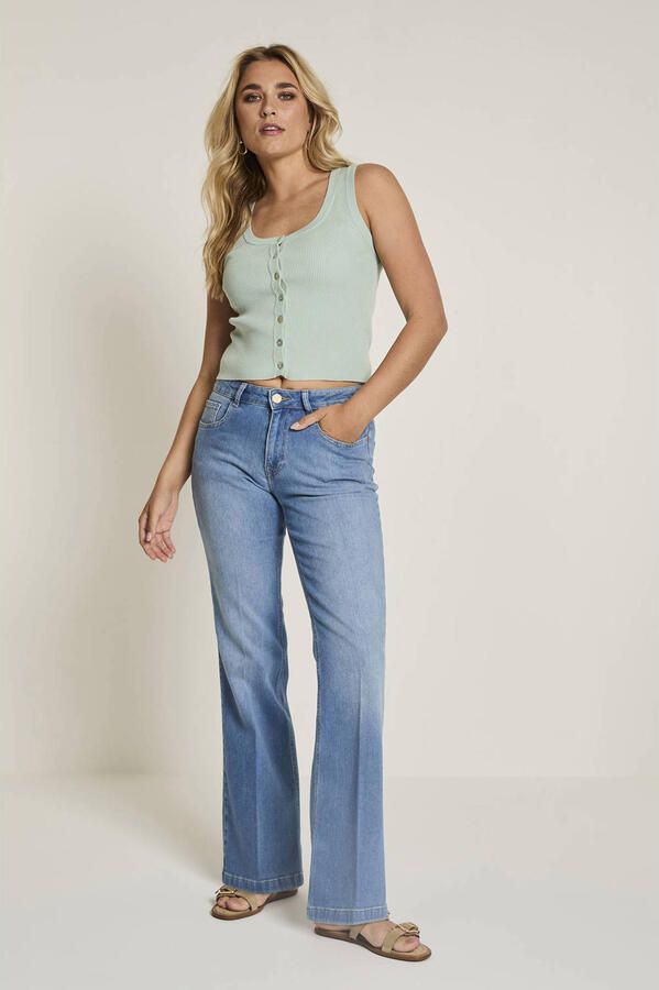 Para Mi high waist straight leg jeans medium blue denim - Foto 2