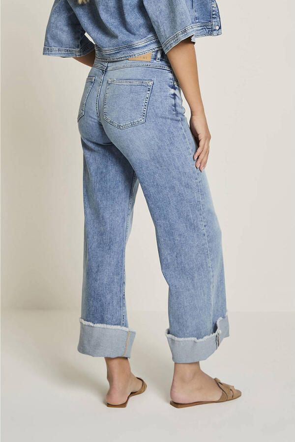 Para Mi Mira (turnup) high waist cropped jeans light blue denim - Foto 3
