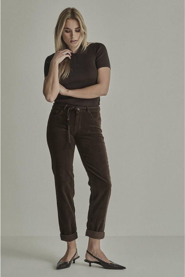 Para Mi slim fit corduroy broek bruin