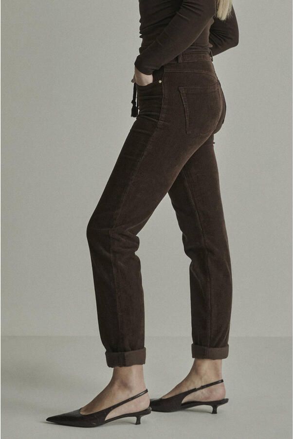 Para Mi slim fit corduroy broek bruin - Foto 2