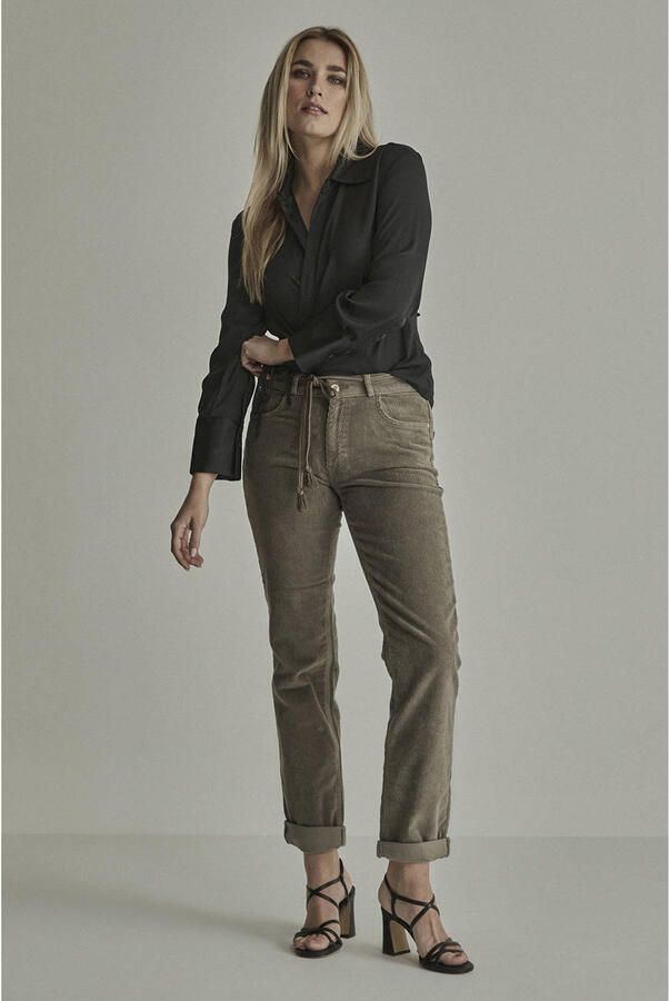 Para Mi slim fit corduroy broek groen