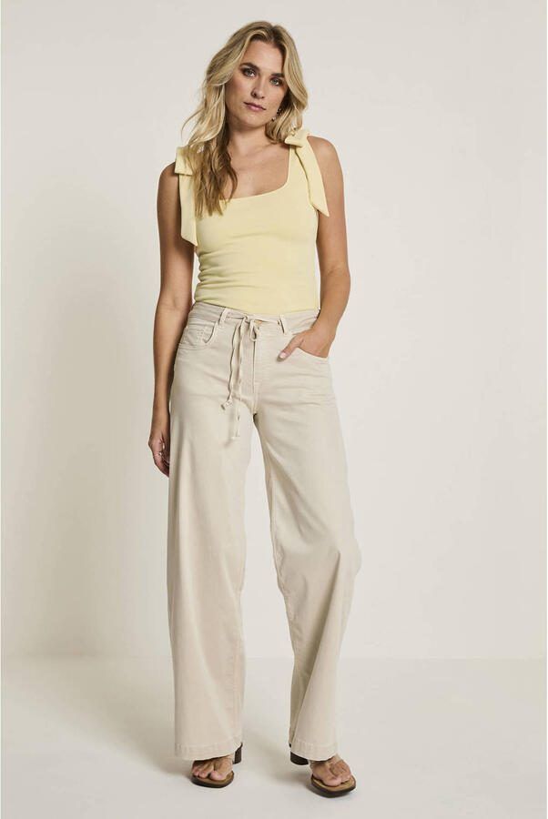 Para Mi straight high waist broek crème