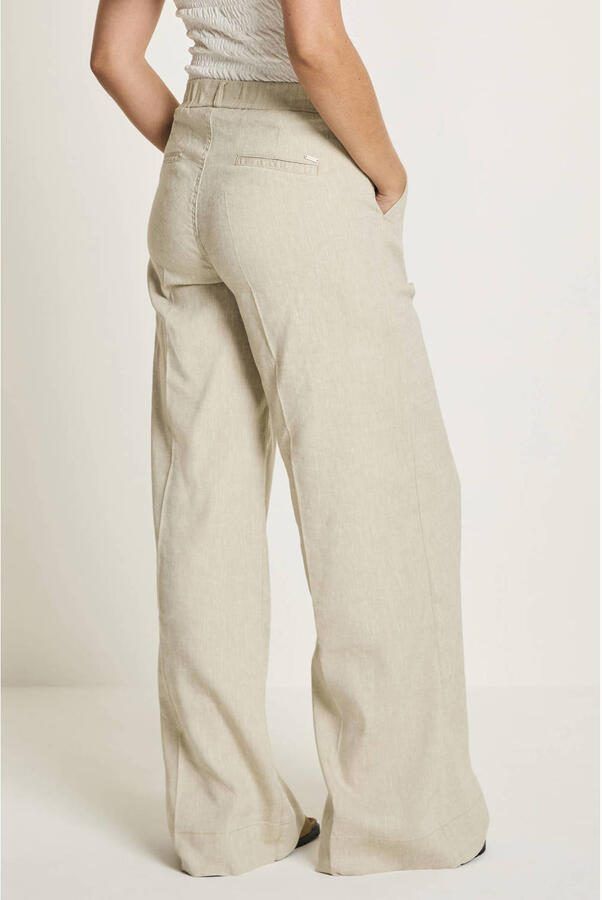 Para Mi wide leg high waist broek met linnen lichtgroen - Foto 2