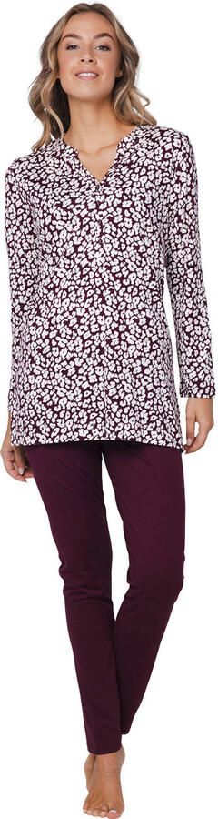 Pastunette Deluxe pyjama donkerrood wit - Foto 1