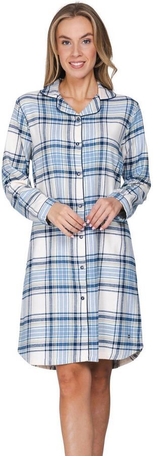 Pastunette flanel nachthemd lichtblauw wit