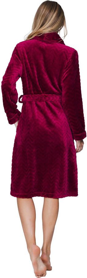 Pastunette fleece badjas donkerrood - Foto 3