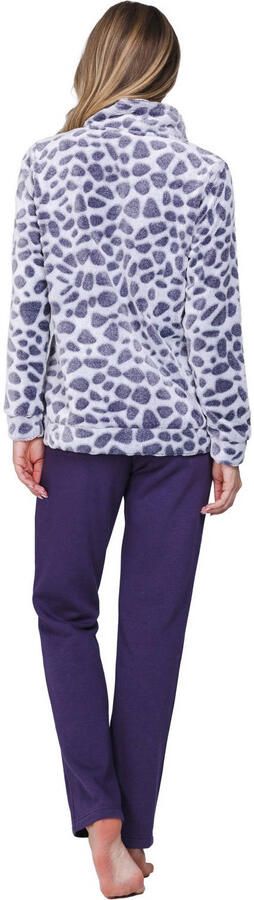 Pastunette fleece huispak donkerpaars wit - Foto 2