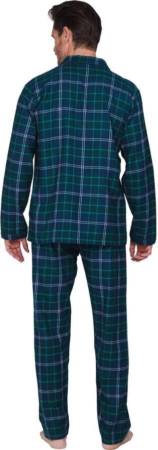 Pastunette for men flanel pyjama set donkerblauw groen wit - Foto 2