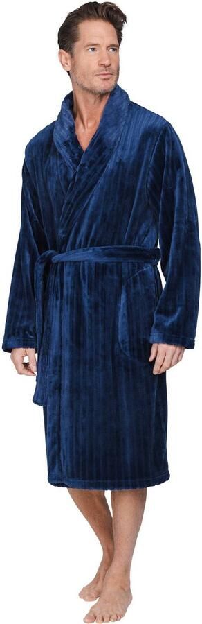 Pastunette for men fleece badjas donkerblauw