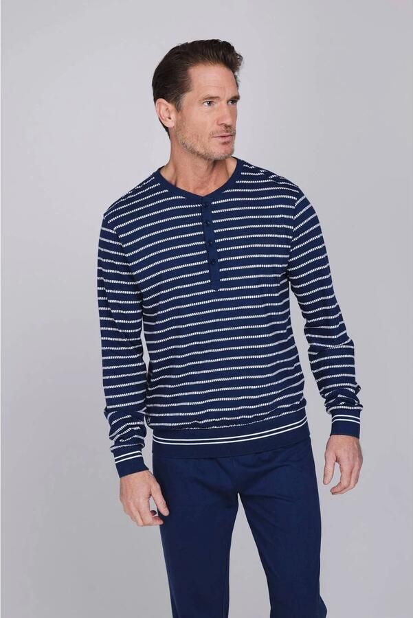 Pastunette for men pyjama set donkerblauw wit