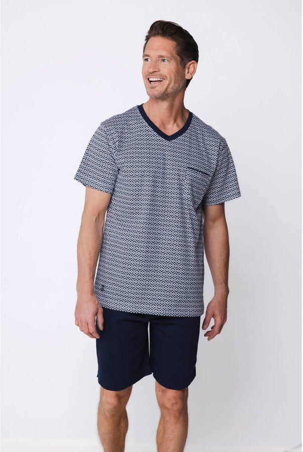 Pastunette for men shortama donkerblauw