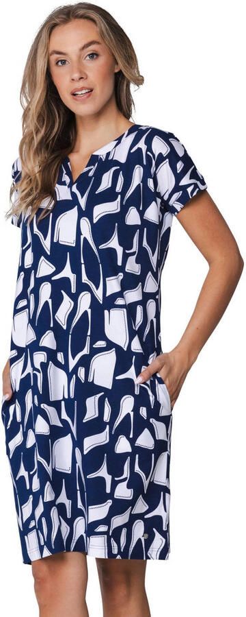 Pastunette nachthemd donkerblauw wit