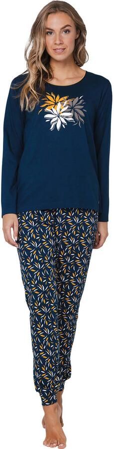 Pastunette pyjama donkerblauw geel wit - Foto 1