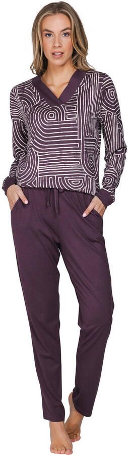Pastunette pyjama donkerpaars wit