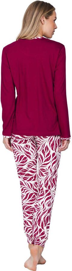 Pastunette pyjama set donkerrood wit - Foto 2