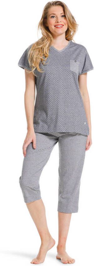 Pastunette pyjama met stippen grijs wit