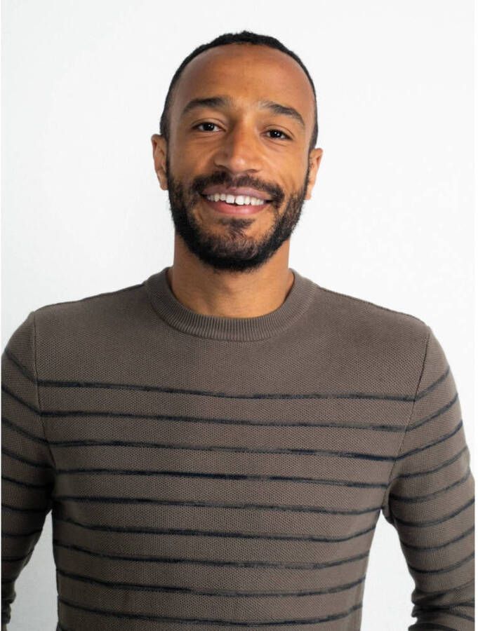 Petrol Industries Sweater Trui Streep Donkergroen