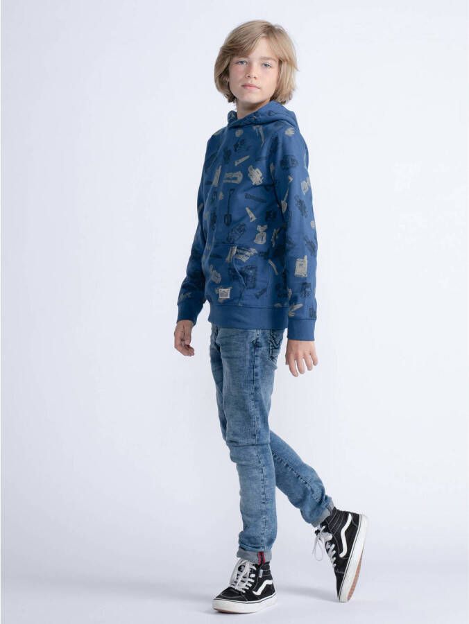Petrol Industries hoodie met all over print donkerblauw zand Sweater All over print 116
