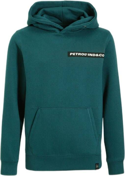 Petrol Industries hoodie met logo blauwgroen Sweater Logo 128