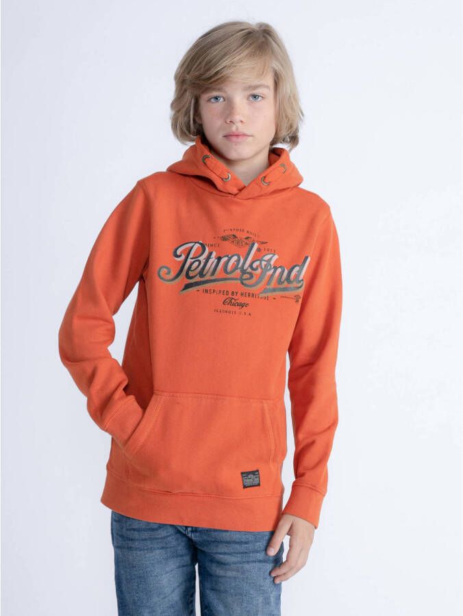 Petrol Industries hoodie met logo oranje Sweater Logo 140