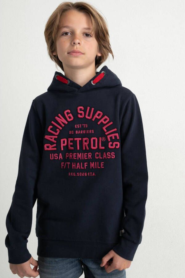 Petrol Industries hoodie met printopdruk donkerblauw